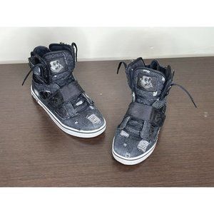 Vlado Men's Atlas II High Top Fashion Sneakers Black Denim White Size 7 M US